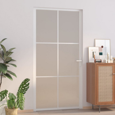vidaXL Ușă de interior, 102,5x201,5 cm, alb, sticlă mată și aluminiu foto
