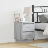 vidaXL Cabinet de noptieră cu lumini LED Gri Sonoma 39x34,5x50 cm