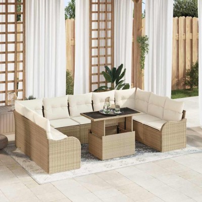 vidaXL Set de canapele pentru grădină 10 pcs Bej 100 x 55 x 73 cm 3357264 foto