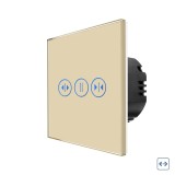 Intrerupator pentru draperie cu indicator luminos, Luxion LX-MT-C201G-G, touch, incastrat, rama din sticla inclusa, auriu