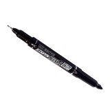 Set Marker permanent cu 2 capete 0.5/1mm, AIHAO 3191, negru, 12buc