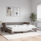 Cumpara ieftin Pat de zi cu extensie, gri taupe, 80x200 cm, textil