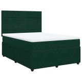 Cumpara ieftin Pat box spring cu saltea, verde inchis, 140x190 cm, catifea
