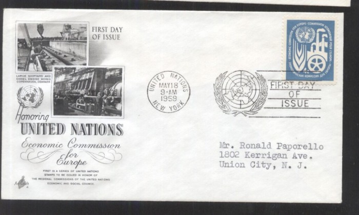 UN New York 1959 European economic commission Mi.78 FDC UN.188