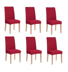 Set 6 huse pentru scaun dining/bucatarie, din spandex, culoare rosu foto