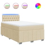 Cumpara ieftin Pat continental cu saltea, crem, 120x190 cm, textil