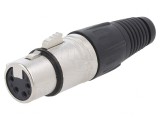 Mufă XLR Mamă 4 Pin pentru Cablu Lipire Argintat Metal, CLIFF