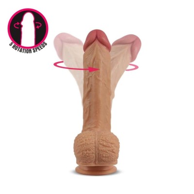 Vibrator Realistic Dual Layered Silicone Rotating Nature Cock Liam, Natural, 21.5 cm foto