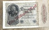 BNKSTR02DE Bancnotă Germania 1 Miliard Mărci 1922/23, Supraimprimată pe 1000 Mark, Stare VF (Foarte Bună, H&acirc;rtie Curată)