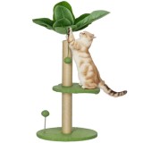 PawHut Arbore pentru Pisici cu St&acirc;lp de Zg&acirc;riat, Platforme și Mingi de Jucărie, &Oslash;40x83 cm, Verde | Aosom Romania