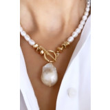 Colier din perle naturale, pandantiv perla Baroc