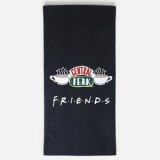 Prosop de plaja din bumbac, negru, cu model Friends, 150x75 cm, CMCLASS