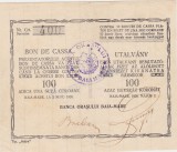 ROMANIA BON DE CASA BILINGV 100 COROANE KORONAT BAIA MARE 1920 VF+