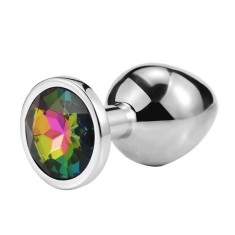 Dop Anal Metallic Buttplug, Small, Argintiu/Multicolor, Passion Labs
