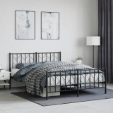 VidaXL Cadru pat metalic cu tăblie de cap/picioare, negru, 150x200 cm