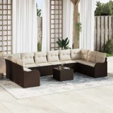 Cumpara ieftin Set de canapele pentru grădină cu pernă 11 pcs Maro Rattan poli
