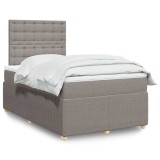 Cumpara ieftin Pat box spring cu saltea, gri taupe, 120x200 cm, textil
