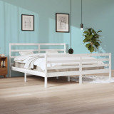 Cadru de pat, alb, 200x200 cm, lemn masiv de pin GartenMobel Dekor, vidaXL