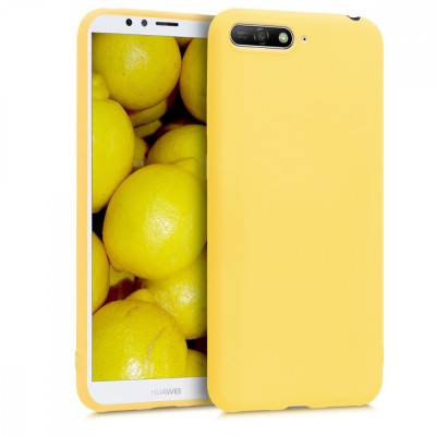 Husa pentru Huawei Y6 (2018), Silicon, Galben, 44878.49 foto