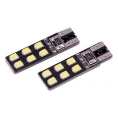 Set 2 Becuri Led W5W T10 Rosu 12 Smd
