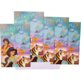 Set de 5 invitatii cu plicuri - petrecere Aladin, dimensiuni 15 cm x 10 cm