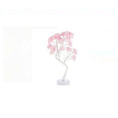 Lampa Decorativa in Forma de Copac cu Trandafiri Roz si LED cu Lumina Alba, alimentare usb sau baterii, 12x48cm