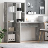 Birou cu raft cu depozitare Gri beton 138.5 x 55 x 143 cm Lemn compozit