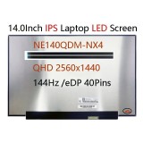 Display Laptop, BOE, NE140QDM-NX4 V18.0, 14 inch, slim, 2560x1600, QHD+, WQXGA, 16:10, conector ingust, 20mm, 144Hz, 40 pini