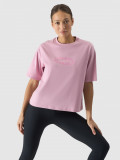 Tricou oversize cu imprimeu pentru femei - roz pudrat, 4F Sportswear