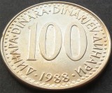 Moneda 100 DINARI / DINARA - RSF YUGOSLAVIA 1988 *cod 1533 = MODELUL MARE, Europa