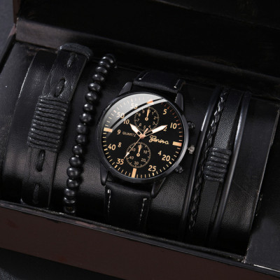 Set cadou cu ceas barbatesc Geneva XR4879BL si trei bratari elegante foto