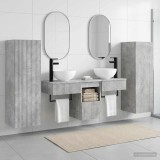 Cumpara ieftin Set dulap baie 5 buc. Gri Beton 33 x 34,5 x 100 cm