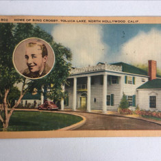 Carte postala veche anii 60, casa lui Bing Crosby, Hollywood, circulata