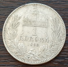 (A966) MONEDA DIN ARGINT UNGARIA - 1 KORONA 1896, FRANZ JOSEPH, MAI RARA