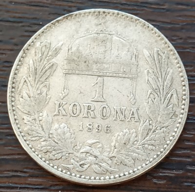 (A966) MONEDA DIN ARGINT UNGARIA - 1 KORONA 1896, FRANZ JOSEPH, MAI RARA foto