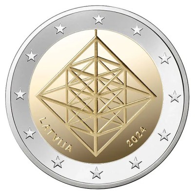 Letonia 2 euro 2024 comemorativ, UNC foto