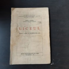 LICEUL, STRUCTURA SI PROGRAMA LUI - IOSIF I. GABREA