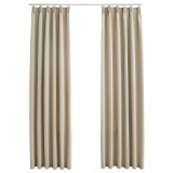 Cumpara ieftin Draperii opace cu carlige, 2 buc., bej, 140 x 245 cm
