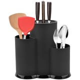 Suport de cutite, ustensile de bucatarie si tacamuri Pufo Simple, 23 cm, negru