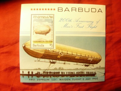 Bloc Barbuda 1983 - 200 Ani de la Primul Zbor , Zepelin foto