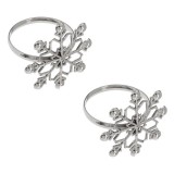 Inele Metalice de Culoare Argintie cu Fulgi de Craciun pentru Servetel de Masa 4cm 2buc
