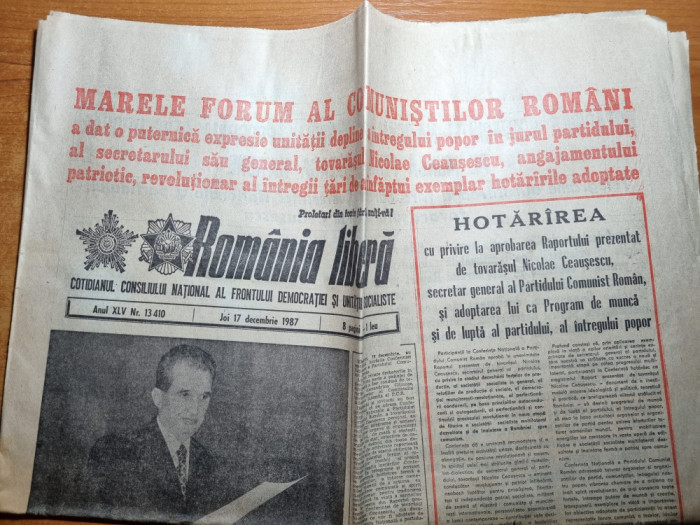 romania libera 17 decembrie 1987-cuvantarea lui ceausescu