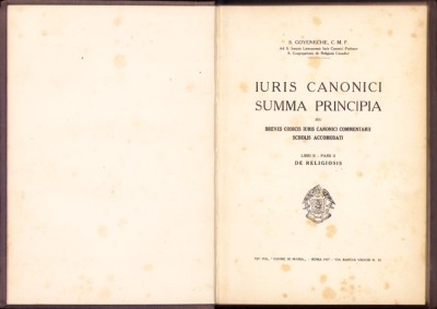 HST Iuris canonici summa principia seu Breves codicis iuris canonici 1937 foto
