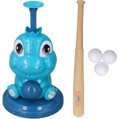 Set de Baseball 5 Piese pentru Copii, Cyrax, Jucarie Dinosaur Press, 14x23 cm, Verde/Albastru