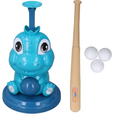 Set de Baseball 5 Piese pentru Copii, Cyrax, Jucarie Dinosaur Press, 14x23 cm, Verde/Albastru foto