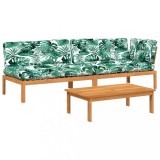 Cumpara ieftin Set canapele gradina cu perne din paleti, 3 piese, lemn acacia