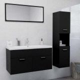 VidaXL Set mobilier de baie, negru, PAL