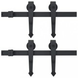 Cumpara ieftin Seturi de feronerie usi glisante, 2 buc., negru, 200 cm, otel