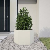 Cumpara ieftin Jardinieră de grădină alb 69x60x45 cm oțel hexagonal