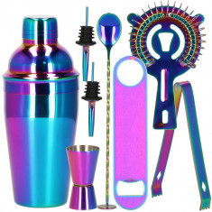 Kit pentru barmani, cocktail shaker, inox, multicolor, set 8 piese, 550 ml, Springos foto